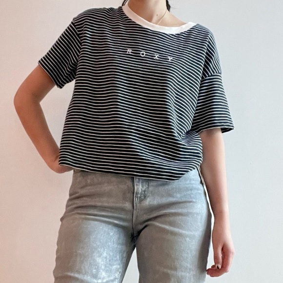 NWT Roxy Infinity Is  Beautiful B Striped T-Shirt - S - Picture 1 of 16